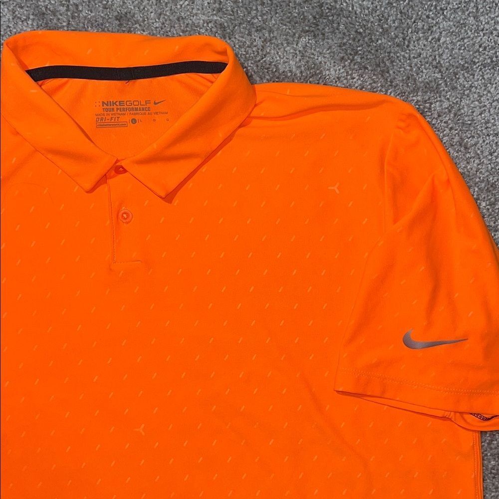 2-Nike Tour Performance Stretch Hyper Orange Gray & Pink Golf Polo shirt L Mens - Picture 5 of 7